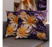 PETTI Artigiani Italiani - Coppia di Federe Cuscino 40x40 cm in Microfibra, Cuscini Arredo Camera da Letto, Divano, Salotto, Set 2 Fodere Copricuscino, Federa Floreale 05 4, 100% Made in Italy
