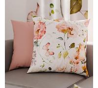 PETTI Artigiani Italiani - Coppia di Federe Cuscino 40x40 cm in Microfibra, Cuscini Arredo Camera da Letto, Divano, Salotto, Set 2 Fodere Copricuscino, Federa Floreale Panna, 100% Made in Italy