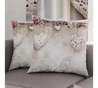 PETTI Artigiani Italiani - Coppia di Federe Cuscino 40x40 cm in Microfibra, Cuscini Arredo Camera da Letto, Divano, Salotto, Set 2 Fodere Copricuscino, Federa Shabby 327, 100% Made in Italy
