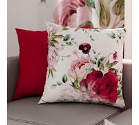 PETTI Artigiani Italiani - Coppia di Federe Cuscino 40x40 cm in Microfibra, Cuscini Arredo Camera da Letto, Divano, Salotto, Set 2 Fodere Copricuscino, Federa Floreale Bordeaux, 100% Made in Italy