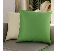 PETTI Artigiani Italiani - Coppia di Federe Cuscino 40x40 cm in Microfibra, Cuscini Arredo Camera da Letto, Divano, Set 2 Fodere Copricuscino, Federa Double Face Verde Oliva Panna