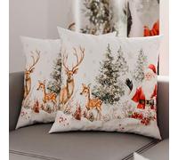PETTI Artigiani Italiani - Coppia di Federe Cuscino 40x40 cm in Microfibra, Federe Natalizie, Cuscini Arredo di Natale Camera da Letto, Divano, Salotto, Set 2 Fodere Copricuscino, Federa Xmas 17