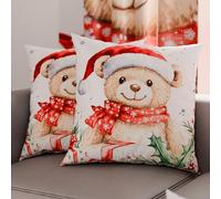 PETTI Artigiani Italiani - Coppia di Federe Cuscino 40x40 cm in Microfibra, Federe Natalizie, Cuscini Arredo di Natale Camera da Letto, Divano, Salotto, Set 2 Fodere Copricuscino, Federa Xmas 16