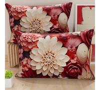 PETTI Artigiani Italiani - Coppia di Federe Cuscino 40x60 cm in Microfibra, Cuscini Arredo Camera da Letto, Divano, Salotto, Set 2 Fodere Copricuscino, Federa Floreale 05 24, 100% Made in Italy