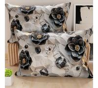 PETTI Artigiani Italiani - Coppia di Federe Cuscino 40x60 cm in Microfibra, Cuscini Arredo Camera da Letto, Divano, Salotto, Set 2 Fodere Copricuscino, Federa Floreale 06 7, 100% Made in Italy