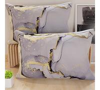 PETTI Artigiani Italiani - Coppia di Federe Cuscino 40x60 cm in Microfibra, Cuscini Arredo Camera da Letto, Divano, Salotto, Set 2 Fodere Copricuscino, Federa Marble Grigiosc, 100% Made in Italy
