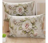 PETTI Artigiani Italiani - Coppia di Federe Cuscino 40x60 cm in Microfibra, Cuscini Arredo Camera da Letto, Divano, Salotto, Set 2 Fodere Copricuscino, Federa Shabby 334, 100% Made in Italy