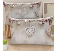 PETTI Artigiani Italiani - Coppia di Federe Cuscino 40x60 cm in Microfibra, Cuscini Arredo Camera da Letto, Divano, Salotto, Set 2 Fodere Copricuscino, Federa Shabby 327, 100% Made in Italy