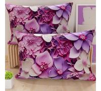 PETTI Artigiani Italiani - Coppia di Federe Cuscino 40x60 cm in Microfibra, Cuscini Arredo Camera da Letto, Divano, Salotto, Set 2 Fodere Copricuscino, Federa Floreale 05 23, 100% Made in Italy