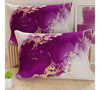 PETTI Artigiani Italiani - Coppia di Federe Cuscino 40x60 cm in Microfibra, Cuscini Arredo Camera da Letto, Divano, Salotto, Set 2 Fodere Copricuscino, Federa Marble Viola, 100% Made in Italy