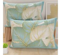 PETTI Artigiani Italiani - Coppia di Federe Cuscino 40x60 cm in Microfibra, Cuscini Arredo Camera da Letto, Divano, Salotto, Set 2 Fodere Copricuscino, Federa Tropical Celeste O, 100% Made in Italy