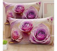 PETTI Artigiani Italiani - Coppia di Federe Cuscino 40x60 cm in Microfibra, Cuscini Arredo Camera da Letto, Divano, Salotto, Set 2 Fodere Copricuscino, Federa Floreale 06 8, 100% Made in Italy