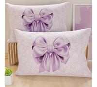 PETTI Artigiani Italiani - Coppia di Federe Cuscino 40x60 cm in Microfibra, Cuscini Arredo Camera da Letto, Divano, Salotto, Set 2 Fodere Copricuscino, Federa Fiocco Lilla, 100% Made in Italy