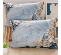PETTI Artigiani Italiani - Coppia di Federe Cuscino 40x70 cm in Microfibra, Cuscini Arredo Camera da Letto, Divano, Salotto, Set 2 Fodere Copricuscino, Federa Floreale 06 15, 100% Made in Italy