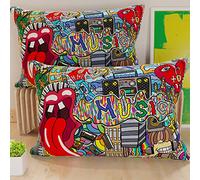 PETTI Artigiani Italiani - Coppia di Federe Cuscino 40x70 cm in Microfibra, Cuscini Arredo Camera da Letto, Divano, Salotto, Set 2 Fodere Copricuscino, Federa Murales, 100% Made in Italy