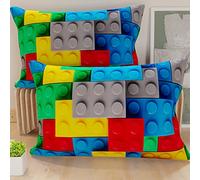 PETTI Artigiani Italiani - Coppia di Federe Cuscino 40x70 cm in Microfibra, Cuscini Arredo Camera da Letto, Divano, Salotto, Set 2 Fodere Copricuscino, Federa Mattoncini, 100% Made in Italy