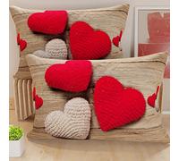 PETTI Artigiani Italiani - Coppia di Federe Cuscino 40x70 cm in Microfibra, Cuscini Arredo Camera da Letto, Divano, Salotto, Set 2 Fodere Copricuscino, Federa Cuore, 100% Made in Italy