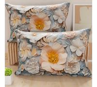 PETTI Artigiani Italiani - Coppia di Federe Cuscino 40x70 cm in Microfibra, Cuscini Arredo Camera da Letto, Divano, Salotto, Set 2 Fodere Copricuscino, Federa Floreale 05 20, 100% Made in Italy