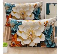 PETTI Artigiani Italiani - Coppia di Federe Cuscino 40x70 cm in Microfibra, Cuscini Arredo Camera da Letto, Divano, Salotto, Set 2 Fodere Copricuscino, Federa Floreale 05 10, 100% Made in Italy