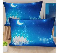 PETTI Artigiani Italiani - Coppia di Federe Cuscino 40x70 cm in Microfibra, Cuscini Arredo Camera da Letto, Divano, Salotto, Set 2 Fodere Copricuscino, Federa Notte Stellata, 100% Made in Italy