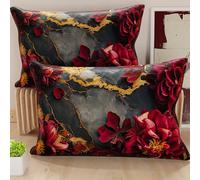 PETTI Artigiani Italiani - Coppia di Federe Cuscino 40x70 cm in Microfibra, Cuscini Arredo Camera da Letto, Divano, Salotto, Set 2 Fodere Copricuscino, Federa Floreale 06 16, 100% Made in Italy