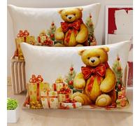 PETTI Artigiani Italiani - Coppia di Federe Cuscino 40x70 cm in Microfibra, Federe Natalizie, Cuscini Arredo di Natale Camera da Letto, Divano, Salotto, Set 2 Fodere Copricuscino, Federa Xmas 3