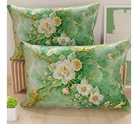 PETTI Artigiani Italiani - Coppia di Federe Cuscino 40x80 cm in Microfibra, Cuscini Arredo Camera da Letto, Divano, Salotto, Set 2 Fodere Copricuscino, Federa Floreale 06 3, 100% Made in Italy