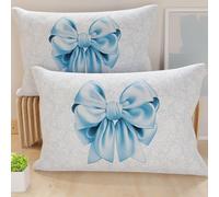 PETTI Artigiani Italiani - Coppia di Federe Cuscino 40x80 cm in Microfibra, Cuscini Arredo Camera da Letto, Divano, Salotto, Set 2 Fodere Copricuscino, Federa Fiocco Celeste, 100% Made in Italy