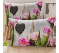 PETTI Artigiani Italiani - Coppia di Federe Cuscino 40x80 cm in Microfibra, Cuscini Arredo Camera da Letto, Divano, Salotto, Set 2 Fodere Copricuscino, Federa Shabby 330, 100% Made in Italy