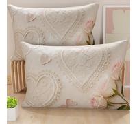 PETTI Artigiani Italiani - Coppia di Federe Cuscino 40x80 cm in Microfibra, Cuscini Arredo Camera da Letto, Divano, Salotto, Set 2 Fodere Copricuscino, Federa Shabby 319, 100% Made in Italy