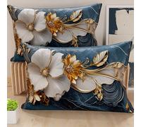 PETTI Artigiani Italiani - Coppia di Federe Cuscino 40x80 cm in Microfibra, Cuscini Arredo Camera da Letto, Divano, Salotto, Set 2 Fodere Copricuscino, Federa Floreale 06 5, 100% Made in Italy