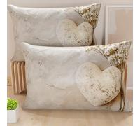 PETTI Artigiani Italiani - Coppia di Federe Cuscino 40x80 cm in Microfibra, Cuscini Arredo Camera da Letto, Divano, Salotto, Set 2 Fodere Copricuscino, Federa Shabby 339, 100% Made in Italy