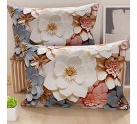 PETTI Artigiani Italiani - Coppia di Federe Cuscino 40x80 cm in Microfibra, Cuscini Arredo Camera da Letto, Divano, Salotto, Set 2 Fodere Copricuscino, Federa Floreale 05 1, 100% Made in Italy