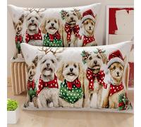 PETTI Artigiani Italiani - Coppia di Federe Cuscino 40x80 cm in Microfibra, Federe Natalizie, Cuscini Arredo di Natale Camera da Letto, Divano, Salotto, Set 2 Fodere Copricuscino, Federa Xmas 9