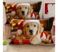 PETTI Artigiani Italiani - Coppia di Federe Cuscino 40x80 cm in Microfibra, Federe Natalizie, Cuscini Arredo di Natale Camera da Letto, Divano, Salotto, Set 2 Fodere Copricuscino, Federa Xmas 15