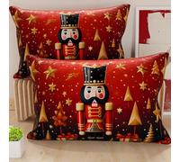 PETTI Artigiani Italiani - Coppia di Federe Cuscino 40x80 cm in Microfibra, Federe Natalizie, Cuscini Arredo di Natale Camera da Letto, Divano, Salotto, Set 2 Fodere Copricuscino, Federa Xmas 1