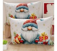 PETTI Artigiani Italiani - Coppia di Federe Cuscino 40x80 cm in Microfibra, Federe Natalizie, Cuscini Arredo di Natale Camera da Letto, Divano, Salotto, Set 2 Fodere Copricuscino, Federa Xmas 14