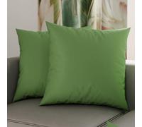 PETTI Artigiani Italiani - Coppia di Federe Cuscino 45x45 cm in Microfibra, Cuscini Arredo Camera da Letto, Divano, Set 2 Fodere Copricuscino, Federa Tinta Unita Verde Oliva