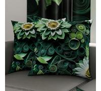 PETTI Artigiani Italiani - Coppia di Federe Cuscino 45x45 cm in Microfibra, Cuscini Arredo Camera da Letto, Divano, Salotto, Set 2 Fodere Copricuscino, Federa Floreale 05 22, 100% Made in Italy