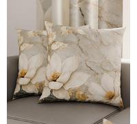 PETTI Artigiani Italiani - Coppia di Federe Cuscino 45x45 cm in Microfibra, Cuscini Arredo Camera da Letto, Divano, Salotto, Set 2 Fodere Copricuscino, Federa Floreale 32, 100% Made in Italy