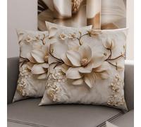 PETTI Artigiani Italiani - Coppia di Federe Cuscino 45x45 cm in Microfibra, Cuscini Arredo Camera da Letto, Divano, Salotto, Set 2 Fodere Copricuscino, Federa Floreale 34, 100% Made in Italy