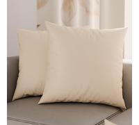 PETTI Artigiani Italiani - Coppia di Federe Cuscino 45x45 cm in Microfibra, Cuscini Arredo Camera da Letto, Divano, Set 2 Fodere Copricuscino, Federa Tinta Unita Beige, 100% Made in Italy