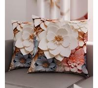 PETTI Artigiani Italiani - Coppia di Federe Cuscino 45x45 cm in Microfibra, Cuscini Arredo Camera da Letto, Divano, Salotto, Set 2 Fodere Copricuscino, Federa Floreale 05 1, 100% Made in Italy