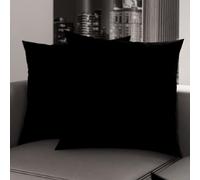 PETTI Artigiani Italiani - Coppia di Federe Cuscino 45x45 cm in Microfibra, Cuscini Arredo Camera da Letto, Divano, Set 2 Fodere Copricuscino, Federa Tinta Unita Nero, 100% Made in Italy