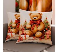 PETTI Artigiani Italiani - Coppia di Federe Cuscino 45x45 cm in Microfibra, Federe Natalizie, Cuscini Arredo di Natale Camera da Letto, Divano, Salotto, Set 2 Fodere Copricuscino, Federa Xmas 3