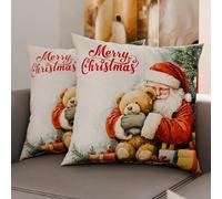 PETTI Artigiani Italiani - Coppia di Federe Cuscino 45x45 cm in Microfibra, Federe Natalizie, Cuscini Arredo di Natale Camera da Letto, Divano, Salotto, Set 2 Fodere Copricuscino, Federa Xmas 12