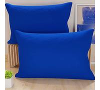 PETTI Artigiani Italiani - Coppia di Federe Cuscino 50x30 cm in Microfibra, Cuscini Arredo Camera da Letto, Divano, Set 2 Fodere Copricuscino, Federa Tinta Unita Blu, 100% Made in Italy