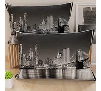 PETTI Artigiani Italiani - Coppia di Federe Cuscino 50x30 cm in Microfibra, Cuscini Arredo Camera da Letto, Divano, Salotto, Set 2 Fodere Copricuscino, Federa City Nero, 100% Made in Italy