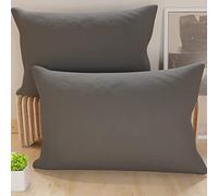 PETTI Artigiani Italiani - Coppia di Federe Cuscino 50x30 cm in Microfibra, Cuscini Arredo Camera da Letto, Divano, Set 2 Fodere Copricuscino, Federa Tinta Unita Grigio, 100% Made in Italy