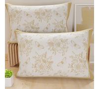 PETTI Artigiani Italiani - Coppia di Federe Cuscino 50x30 cm in Microfibra, Cuscini Arredo Camera da Letto, Divano, Salotto, Set 2 Fodere Copricuscino, Federa Botanic 03 Tortora, 100% Made in Italy